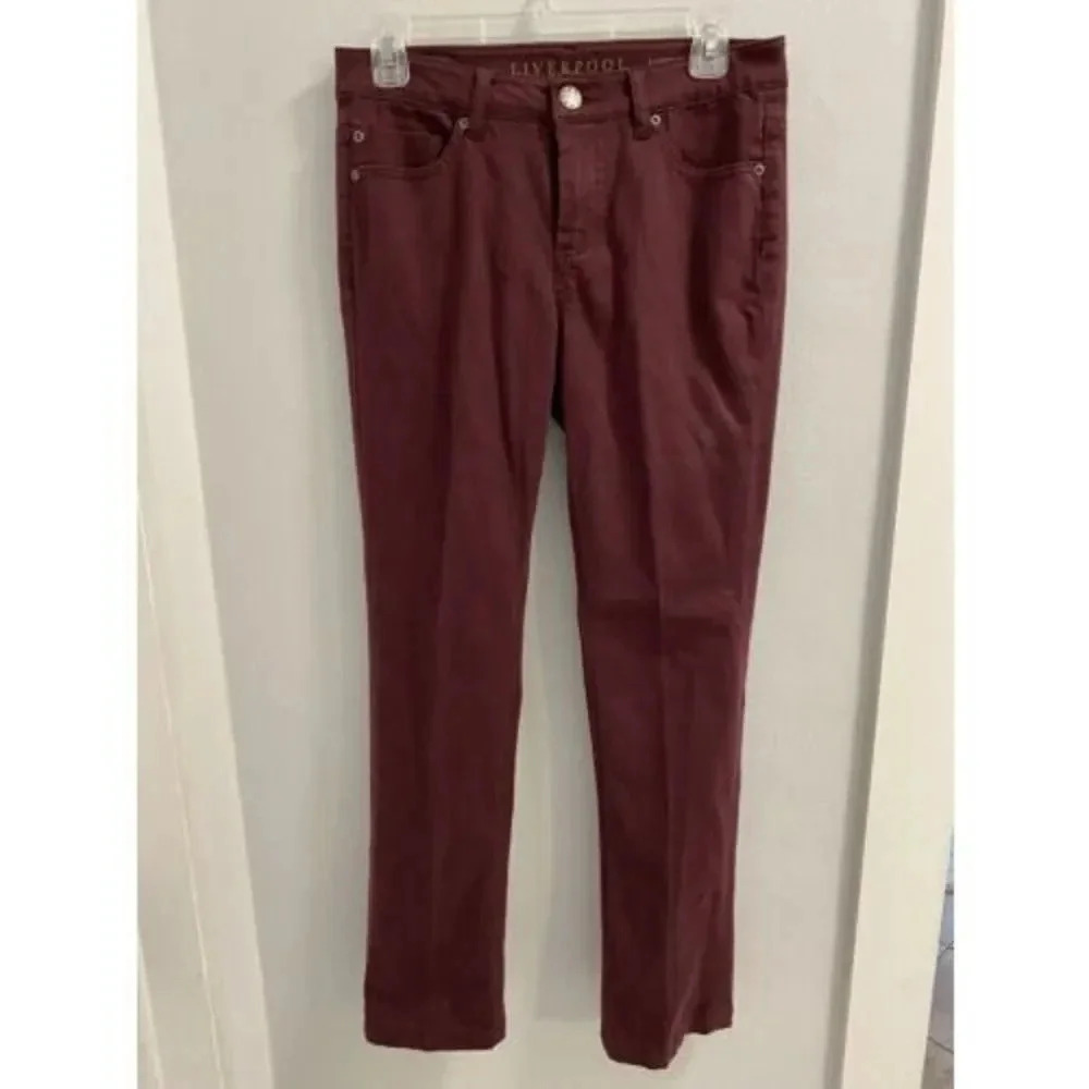 liverpool jeans company sadie straight burgundy jeans size 28/6 - Pre Owned